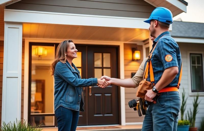 Homeowner and contractor shaking hands