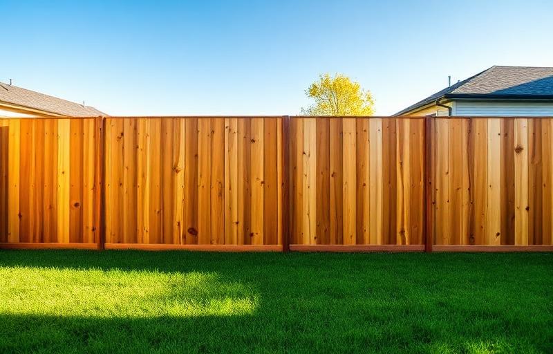 New cedar privacy fence in backyard